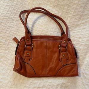 Genuine leather rust-colored shoulder purse